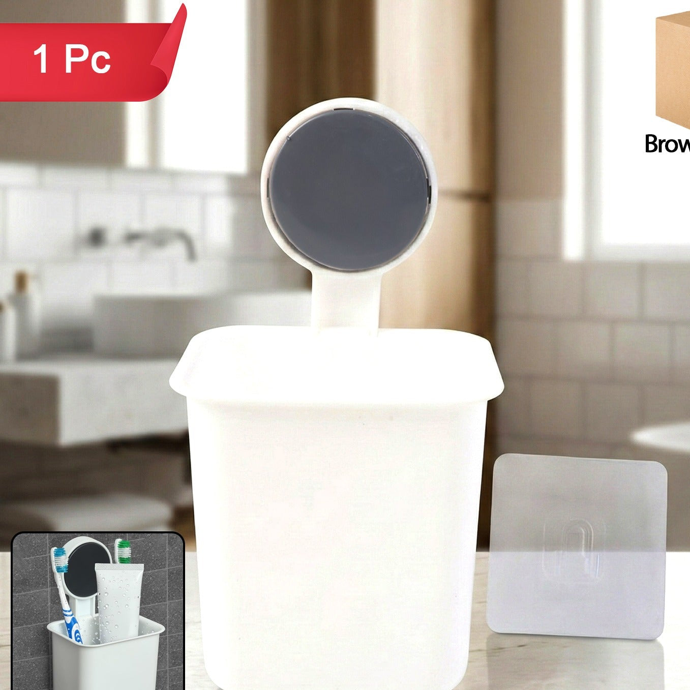 Wall-Mounted Bathroom Organizer for Toothbrush & Essentials (1 Pc) - Happy Price - Image 1