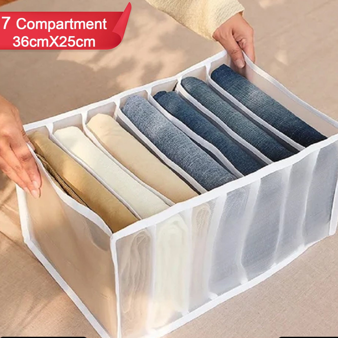 Clothes Organizer +7 Grid Drawer Wardrobe Clothes Organizer Jeans Closet Cabinet Organizers Portable Foldable Storage Containers - Happy Price - Image 1