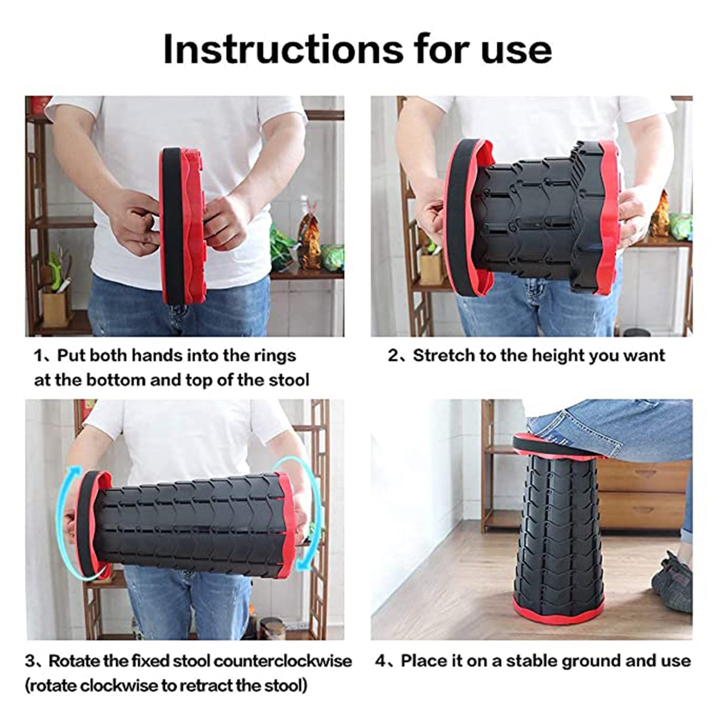 Foldable Retractable Height Adjusting Stool Space Saving Telescopic Stool For Fishing Hiking Stool For Adults And Kids. - Happy Price - Image 5
