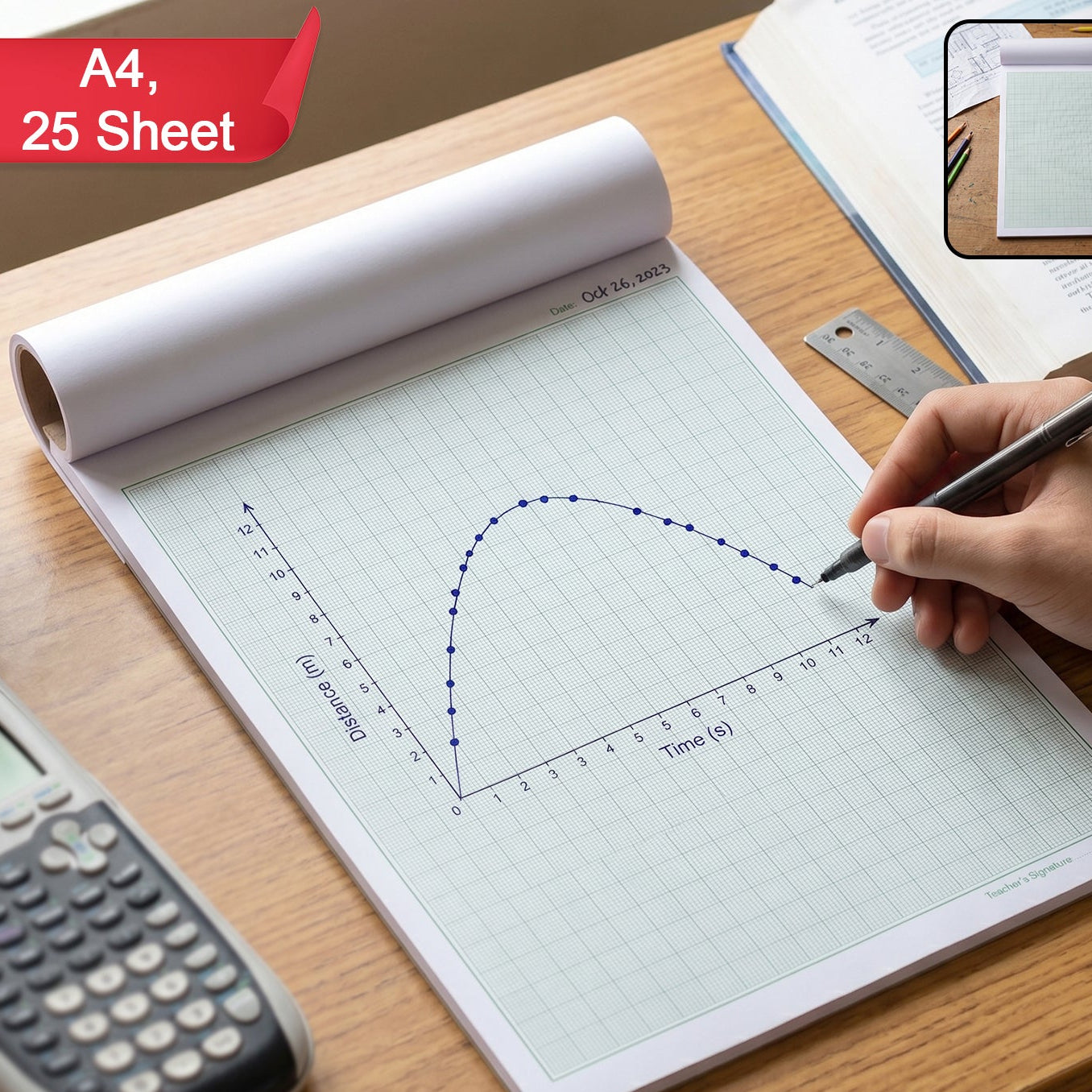 A4 Graph Paper Pad - 1mm Square Grid, 25 Sheets for Technical Drawing & Study - Happy Price - Image 1