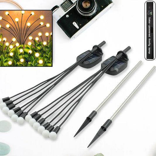 Solar Garden Lights Solar - Powered Firefly Lamp New Upgraded Solar Firefly Lights Outdoor Waterproof Solar Outdoor Decorative Lights For Yard Gardening Patio Backyard Pathway Dcor (2 Pcs Set 12 Led (Warm Light)) - Happy Price - Image 1
