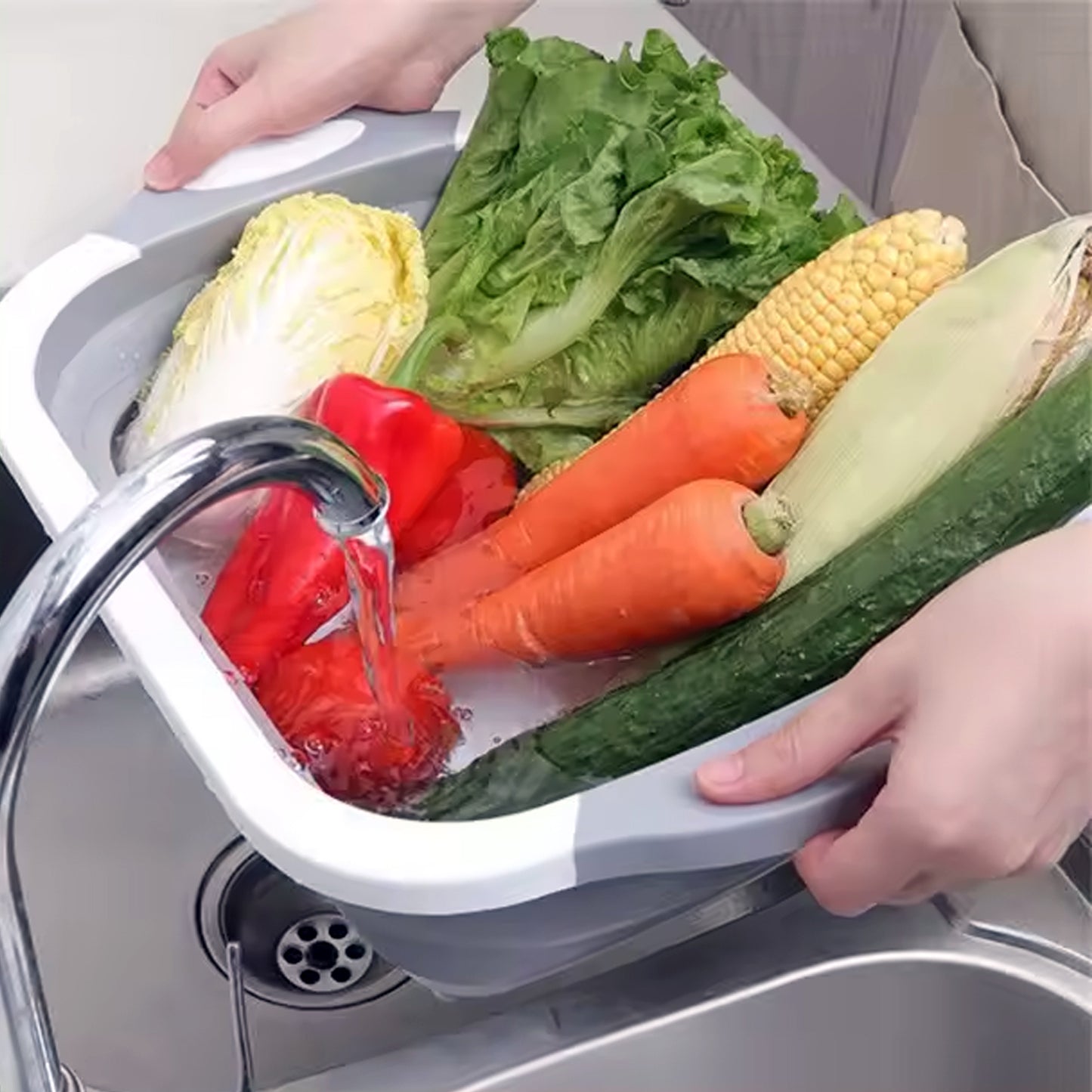 Collapsible Cutting Board With Dish Tub Basket - Happy Price - Image 4