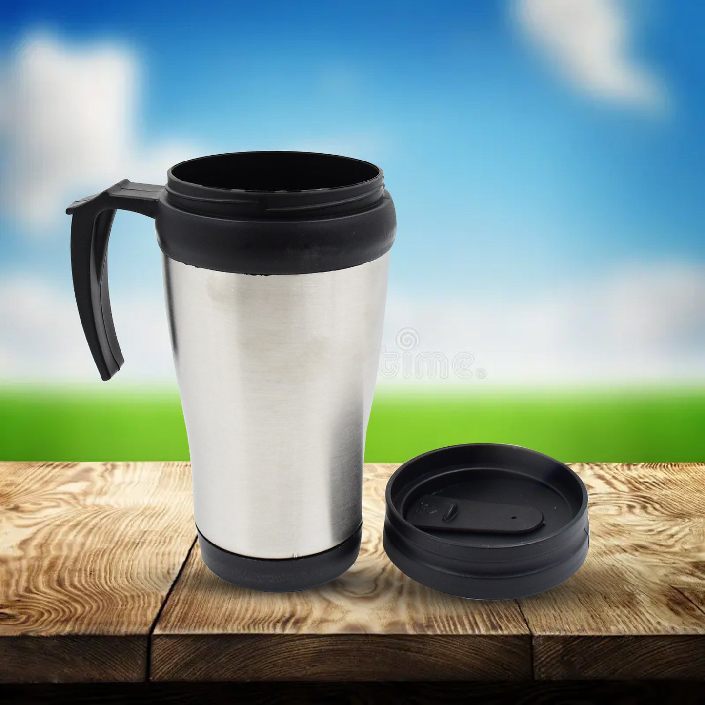 Stainless Steel Vacuum Glass Insulated Glass Coffee Cups (With Lid  Handle  1 Pc) - Happy Price - Image 2
