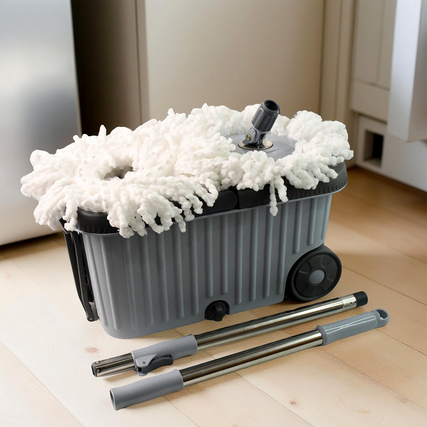 Apex Magic Spin Mop Cleaning Set With Dual Chamber Bucket  Wheels - Happy Price - Image 4