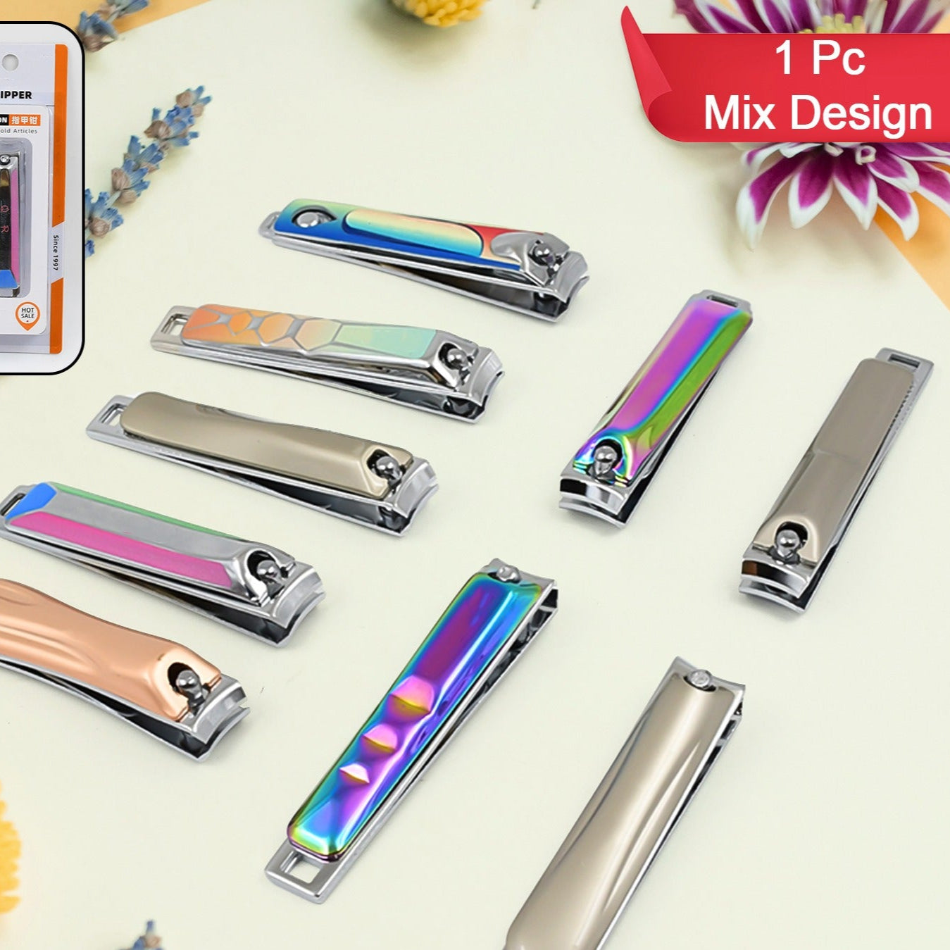 Stainless Steel Folding Portable Large Nail Clippers With Nail File (1 Pc  Mix Design) - Happy Price - Image 1