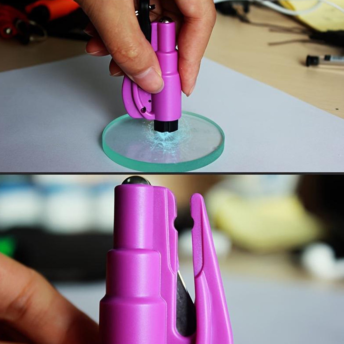 2 In 1 Emergency Safety Cutter With Key Chain Small Portable Handy Emergency Safely Glass Breaking  Seat Belt Cutting Keychain Tool - Happy Price - Image 6