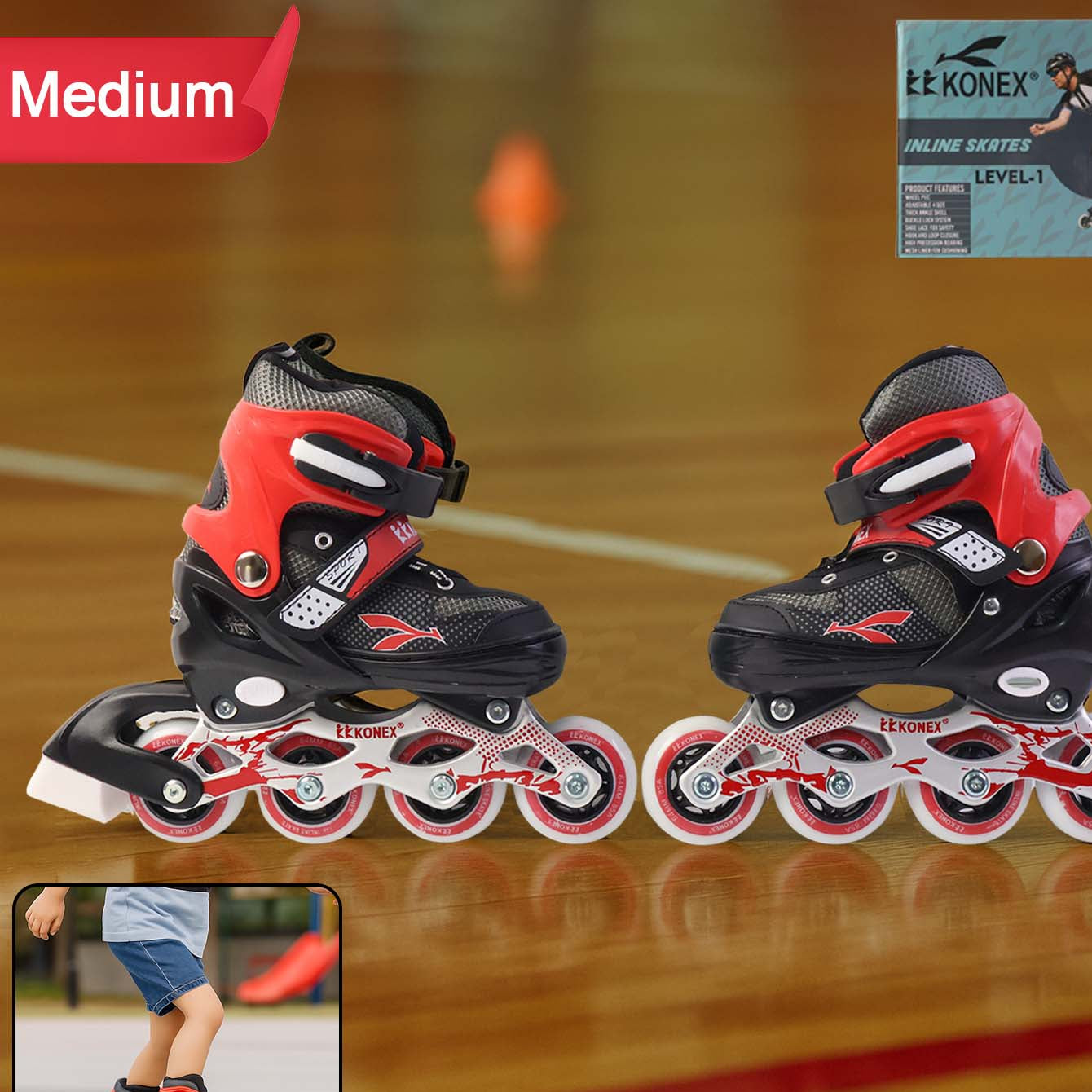 Professional Adjustable Inline Skates For Kids And Adults (Medium  1 Pair)