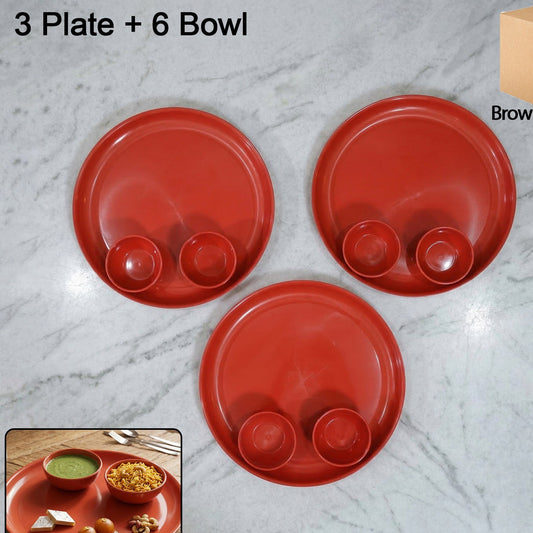 Multipurpose Serving Plate And Bowl Set 3 Plate 6 Bowl (Mix Color)