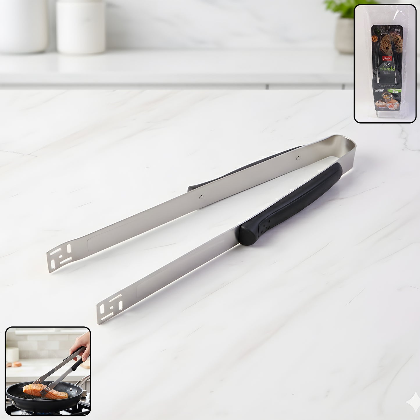 Durable Stainless Steel Kitchen Tong (1 Pc) - Heat Resistant Food Tongs for Grilling, Serving & Frying - Happy Price - Image 7