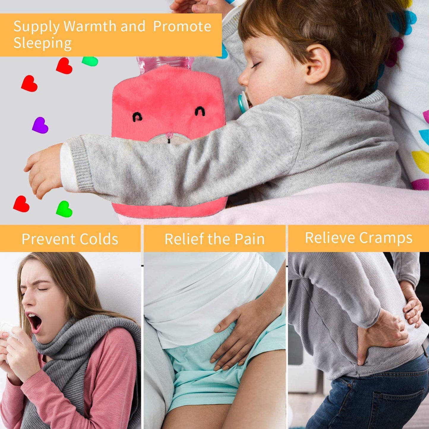 Pink Small Hot Water Bag With Cover For Pain Relief Neck Shoulder Pain And Hand Feet Warmer Menstrual Cramps. - Happy Price - Image 3