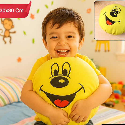 HappyPrice Smiley Face Round Cushion Pillow (30x30 cm, 1 Pc) - Happy Price - Image 1