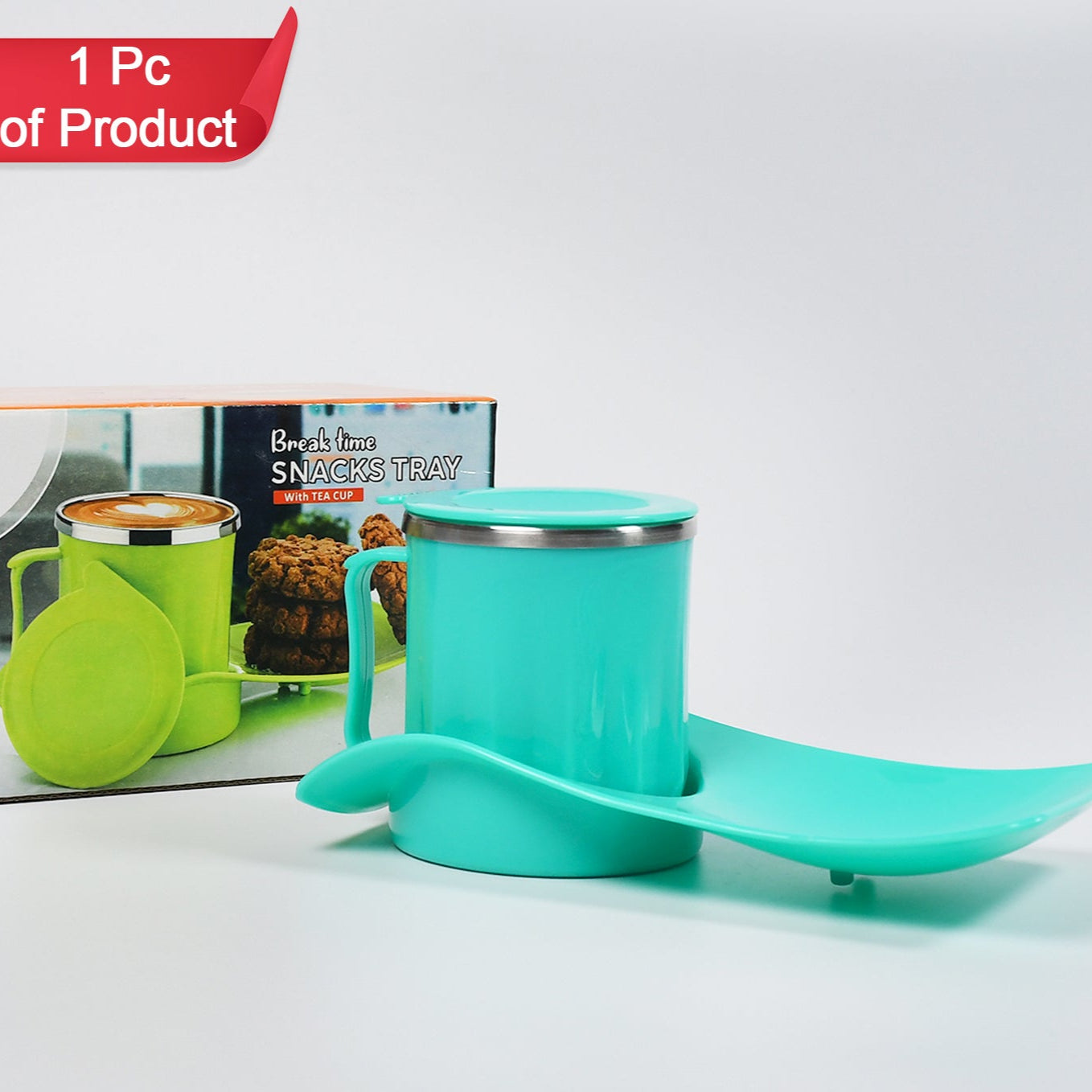 Snacks Tray  Inside Steel Cup 350ml Break Time Tray For Kids  Home Use - Happy Price - Image 1