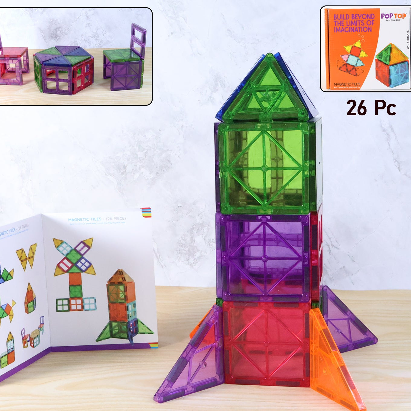 26 Piece Magnetic Building Blocks Set for Kids - STEM Learning Toy - Happy Price - Image 1