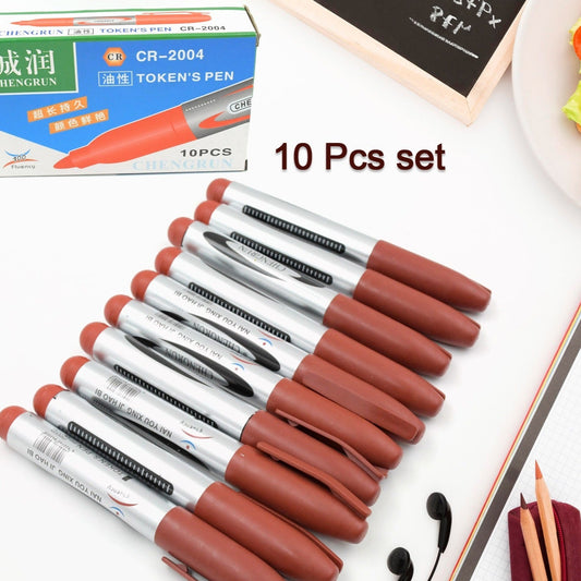 10pc Marron Marker And Pen Used In Studies And Teaching White Boards In Schools And Institutes For Students (10 Pc Set) - Happy Price - Image 1