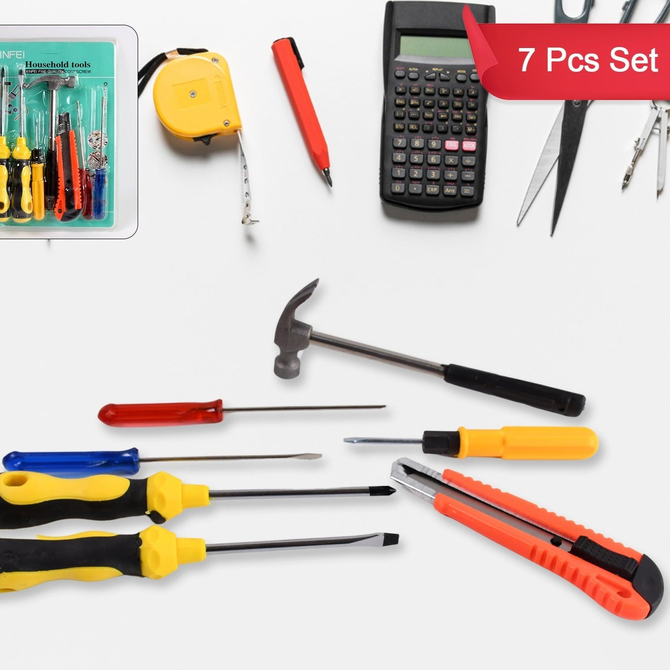 7 Pcs Hand Tool Kit And Magnetic Wristband For Holding Screws Bolts Drill Bits - Happy Price - Image 1