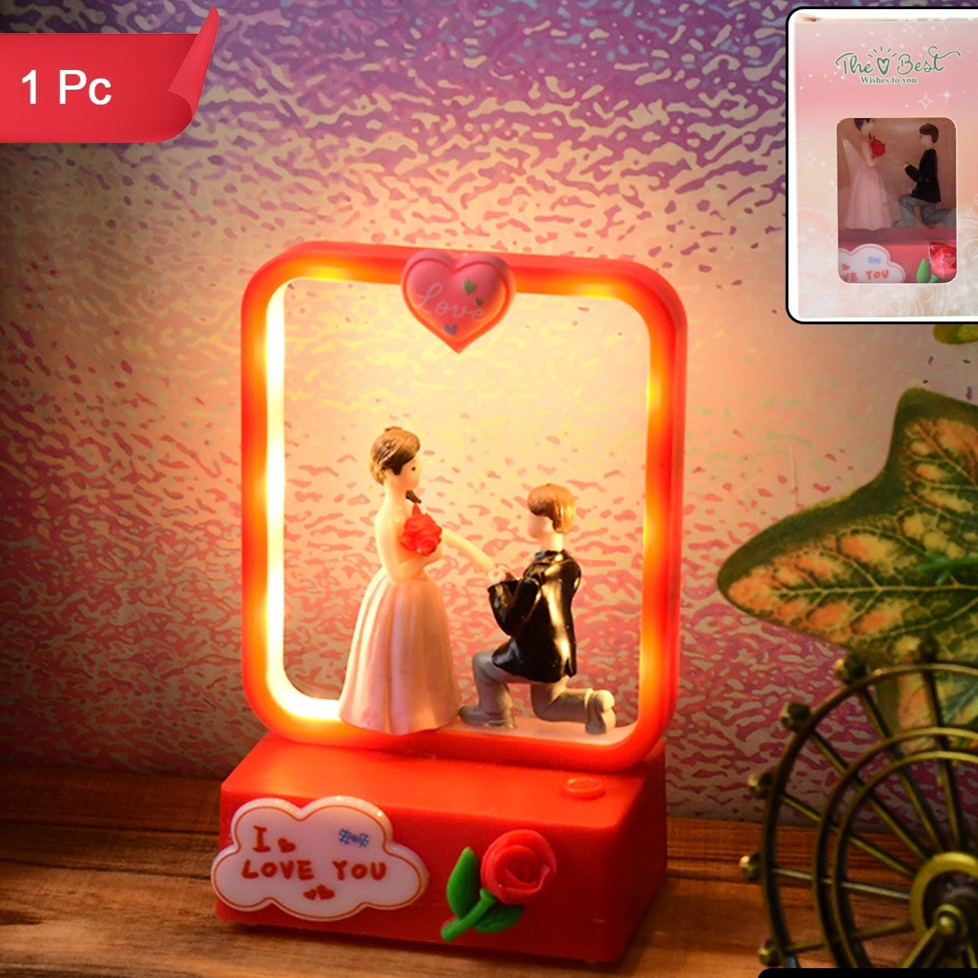 LED Love Couple Night Lamp Showpiece - Romantic Home Decor (1 Pc)