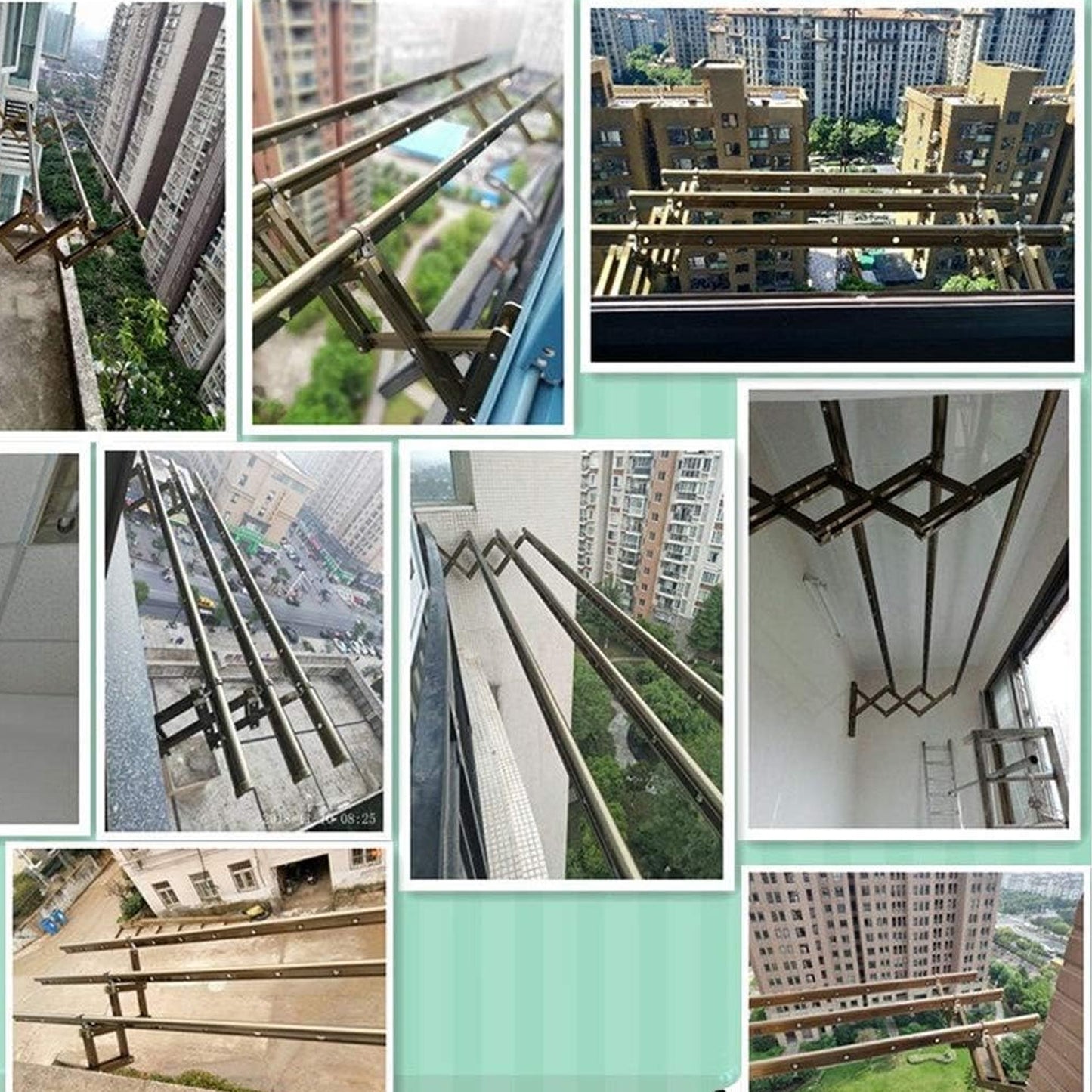 Clothes Rail Rack Clothes Drying Racks Airer Clothes Drying Rack Wall Mounted Clotheshorse Clothes Airer Washing Cloth Line Extendable Fold Towel Rack Bar For Bathroom Indoor Outdoor - Happy Price - Image 6