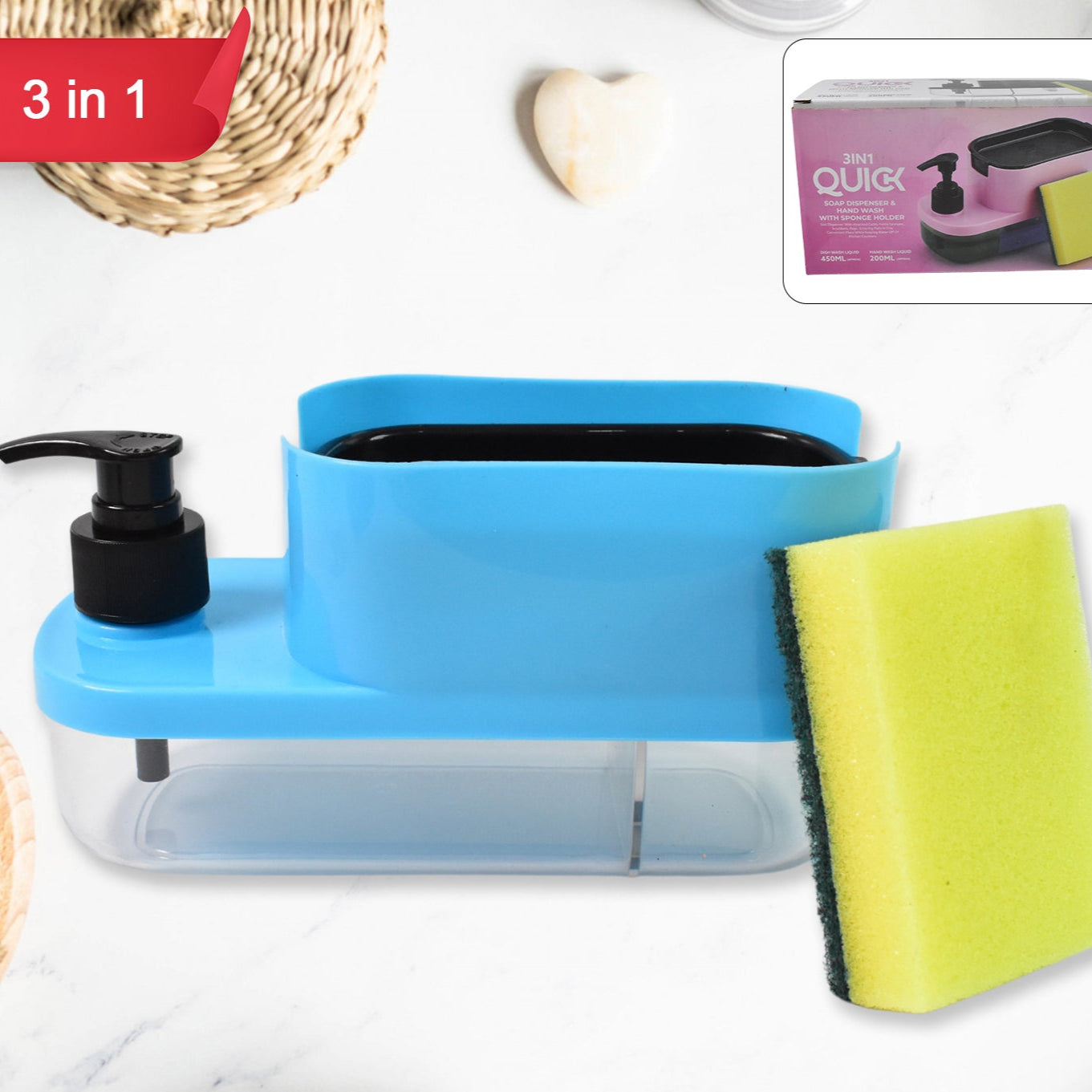 3 In 1 Dishwashing And Handwash Liquid Soap Dispenser (3 In 1 Dispenser) - Happy Price - Image 1