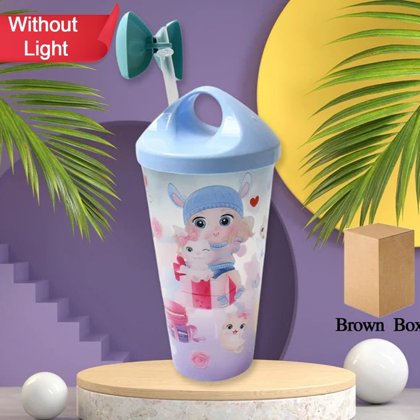 Unicorn Water Bottle With Straw  Lid For Kids (Without Light) - Happy Price - Image 1