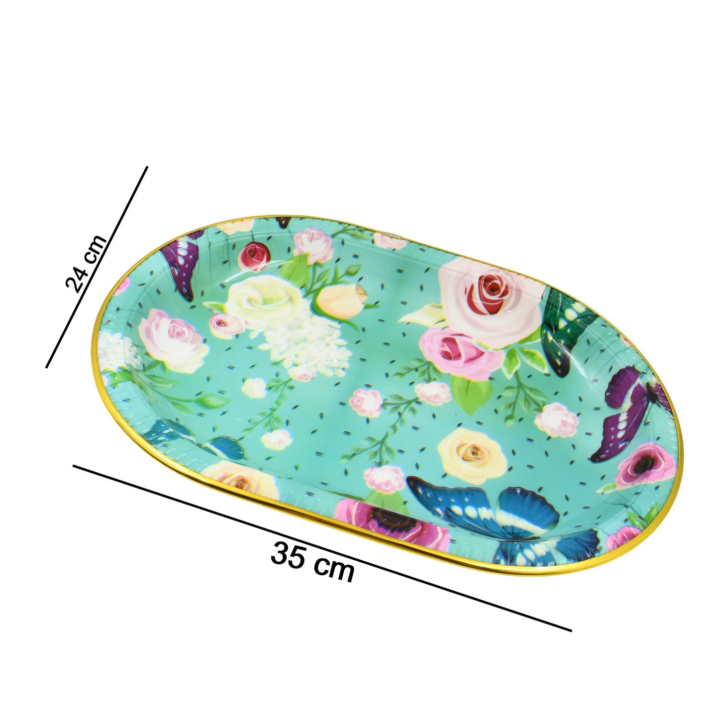 Big Plastic Flower Printed Design Serving Tray (1 Pc  35 X 24 Cm) - Happy Price - Image 6