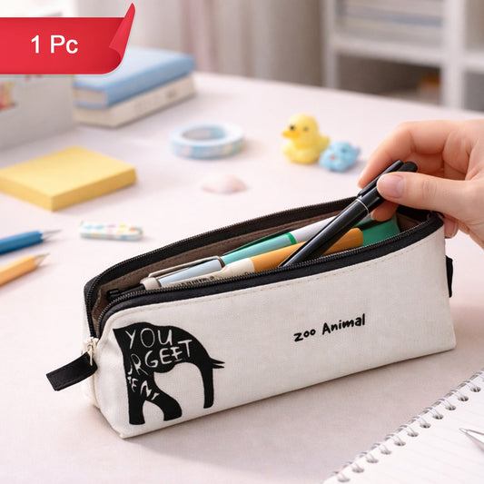 Stylish Canvas Pencil Pouch (1 Pc)