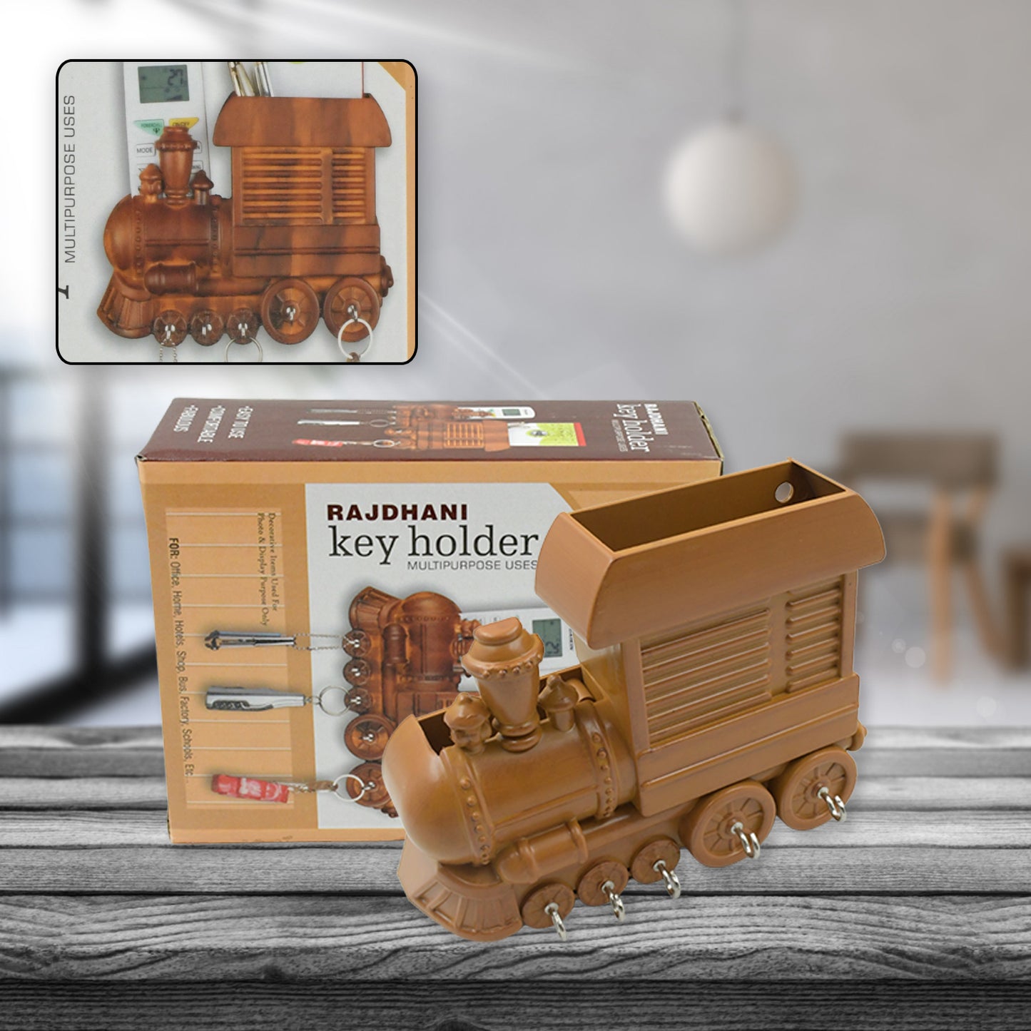 Plastic Train Engine Design Plastic Key Holder  Mount Decorative Keys Organizer Key Holder Key Stand Key Holder For Home  Office  Antique Key Holder (1 Pc) - Happy Price - Image 2