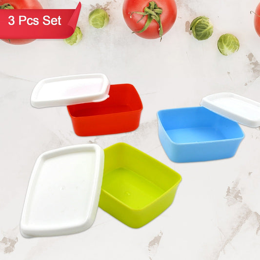 Plastic Airtight Containers Set Small Plastic Container Set Rectangular Plastic Food Pickle Fridge Containers Multicolor Kitchen Storage Container (3 Pcs Set) - Happy Price - Image 1