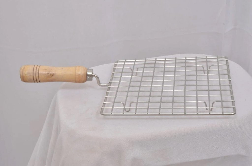 Kitchen Square Stainless Steel Roaster Papad Jali Barbecue Grill With Wooden Handle - Happy Price - Image 5