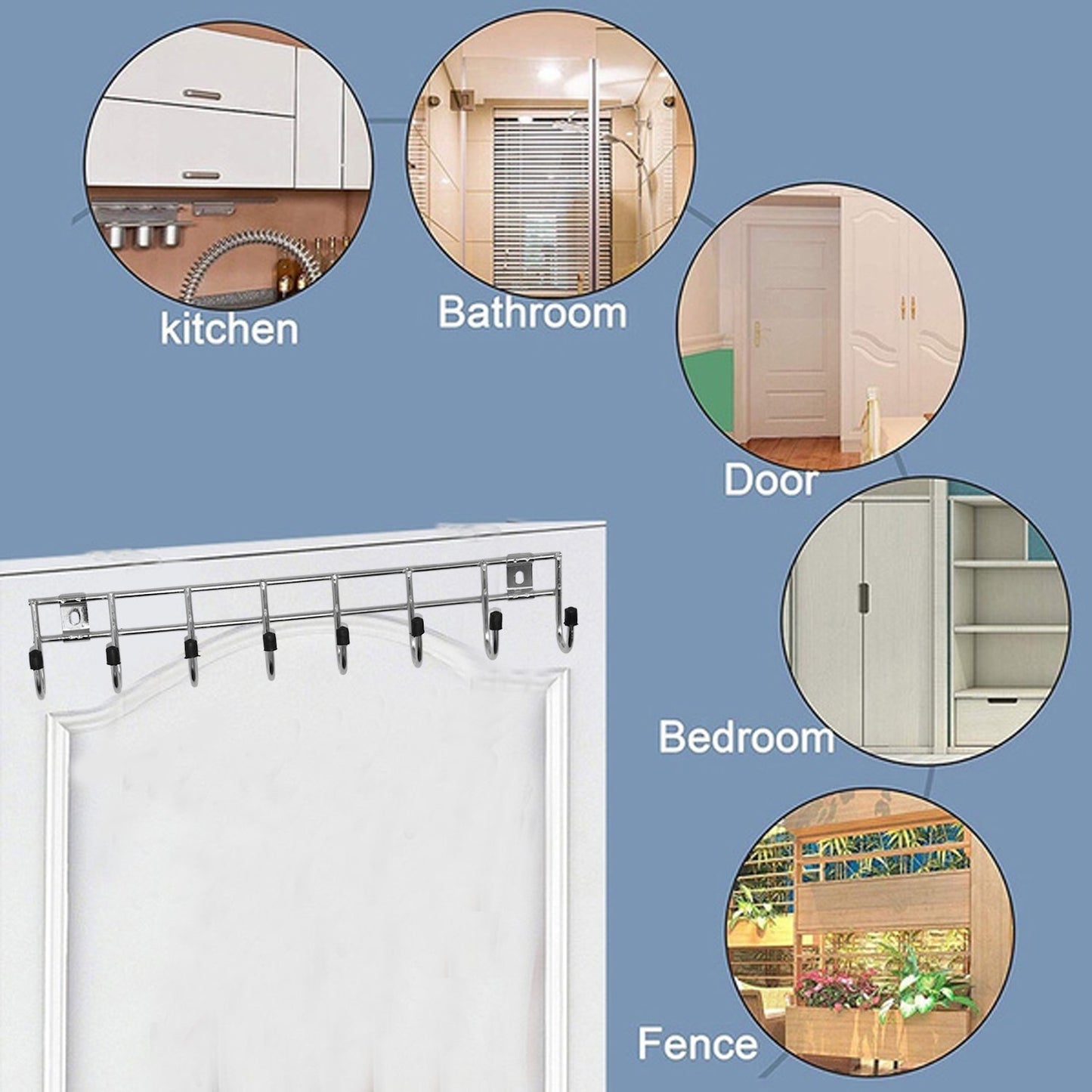 Multipurpose Stainless Steel Hanger Strip Hooks (8 Pin) - Happy Price - Image 3