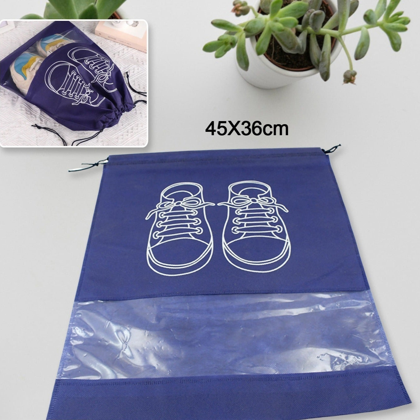 Beach Bag Shoes Storage Bag Closet Organizer Non-woven Travel Portable Bag Waterproof Pocket Clothing Classified Hanging Bag Shoe Bag Luggage Travel Portable Shoe Pouch Non Woven Transparent Window (1 Pc ) - Happy Price - Image 1