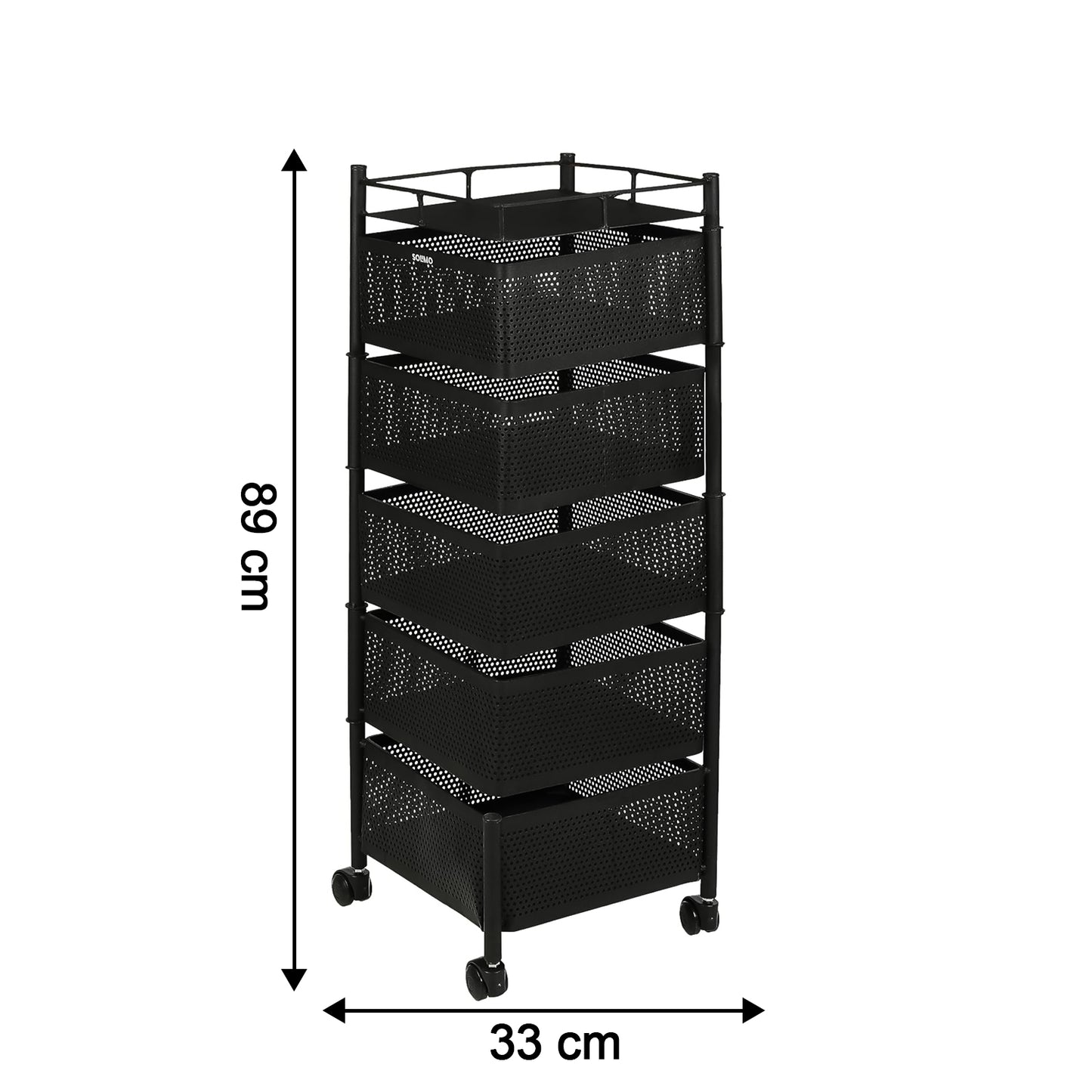 5 Tier Rolling Kitchen Trolley with Mesh Baskets - Multipurpose Organizer - Happy Price - Image 3