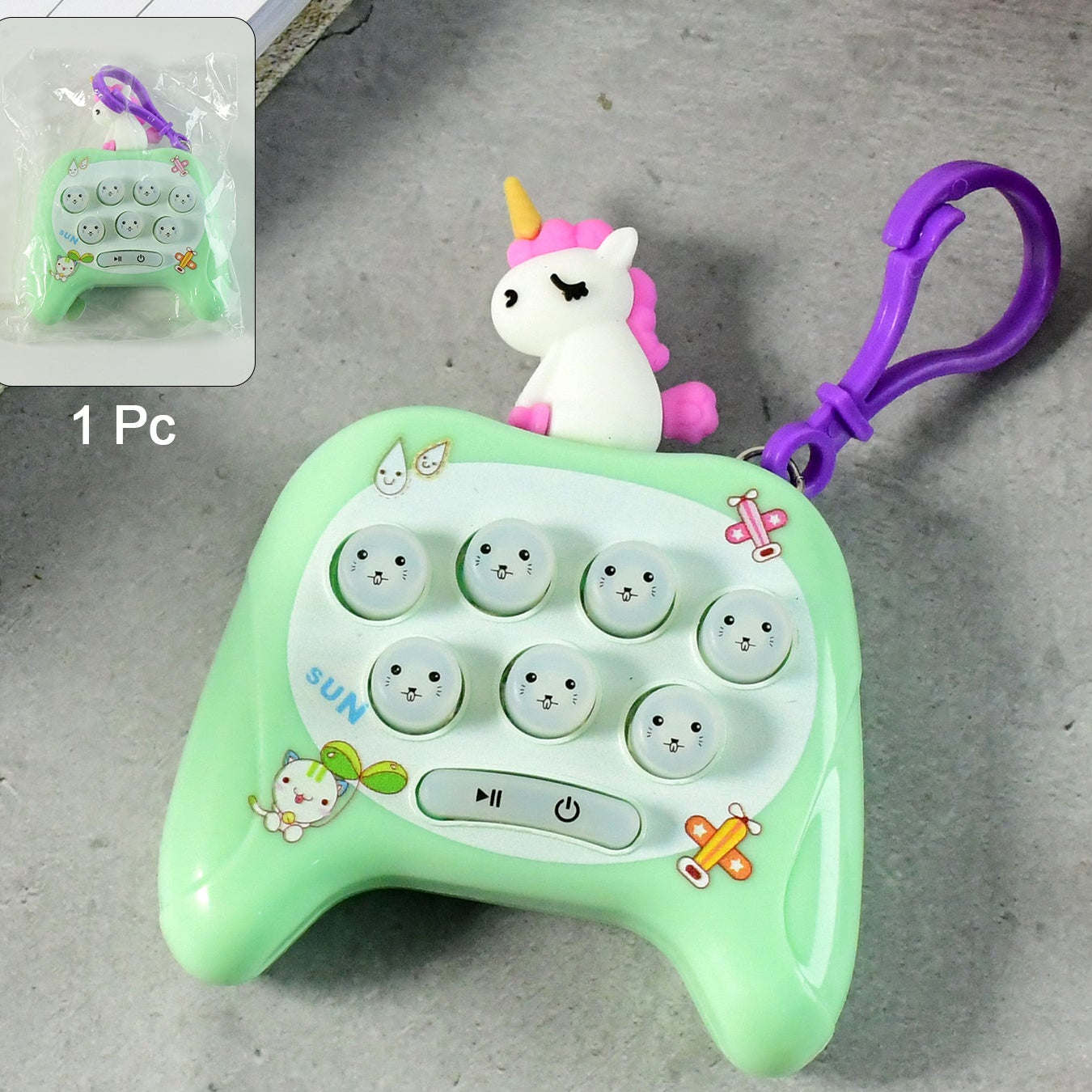 Unicorn Cartoon Bubble Popper Keychain Toy - 1 Pc - Happy Price - Image 1