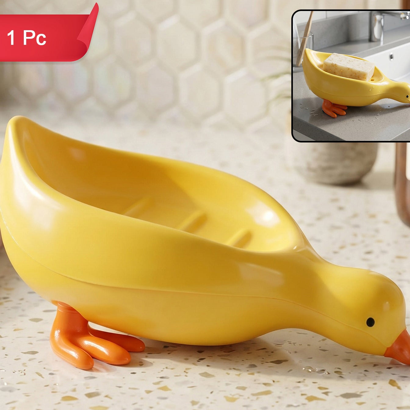 Cute Duck Soap Holder Box - Plastic Bathroom Tray for Kids (1 Pc) - Happy Price - Image 1