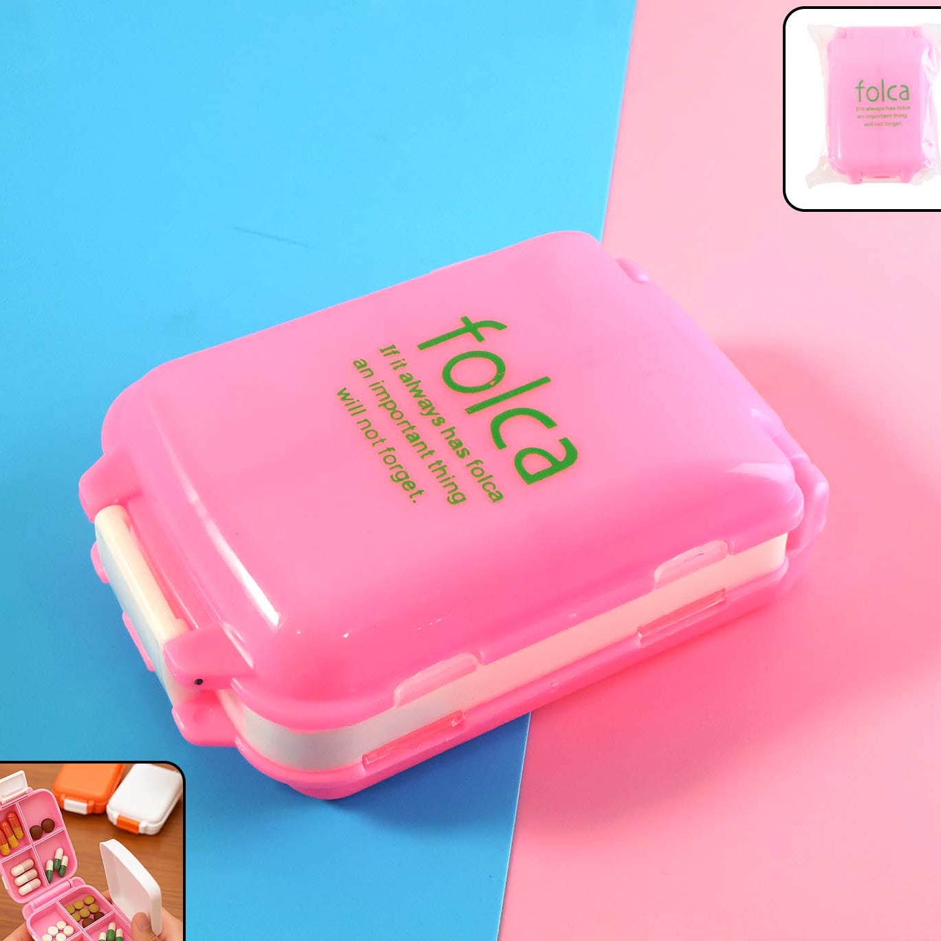 Portable Pink Dual-Sided Pill Organizer Box (1 Pc) - Happy Price - Image 1