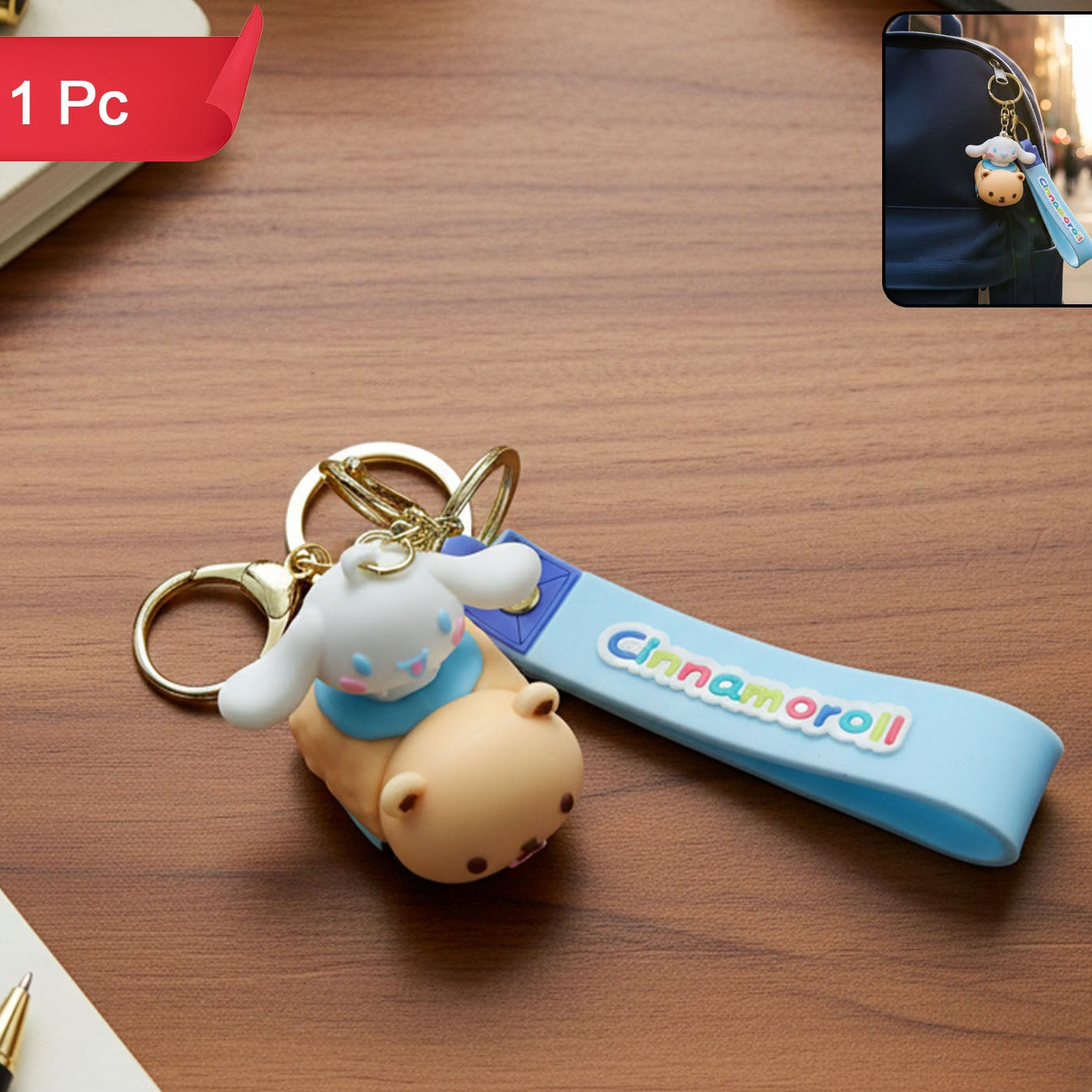 Cute Dog Character Silicone Keychain with Strap - 1 Pc - Happy Price - Image 1