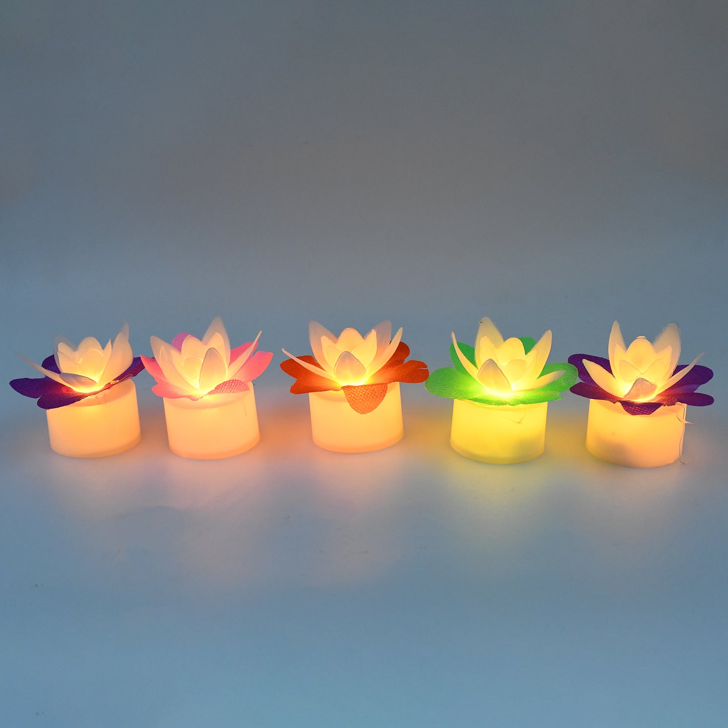 Decoration Candlesled Diwali Decor Lotus Flower Candle (5 Pc) - Happy Price - Image 2