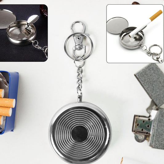 Mini Pocket Ss Ashtray With Keyring (1pc) - Happy Price - Image 1