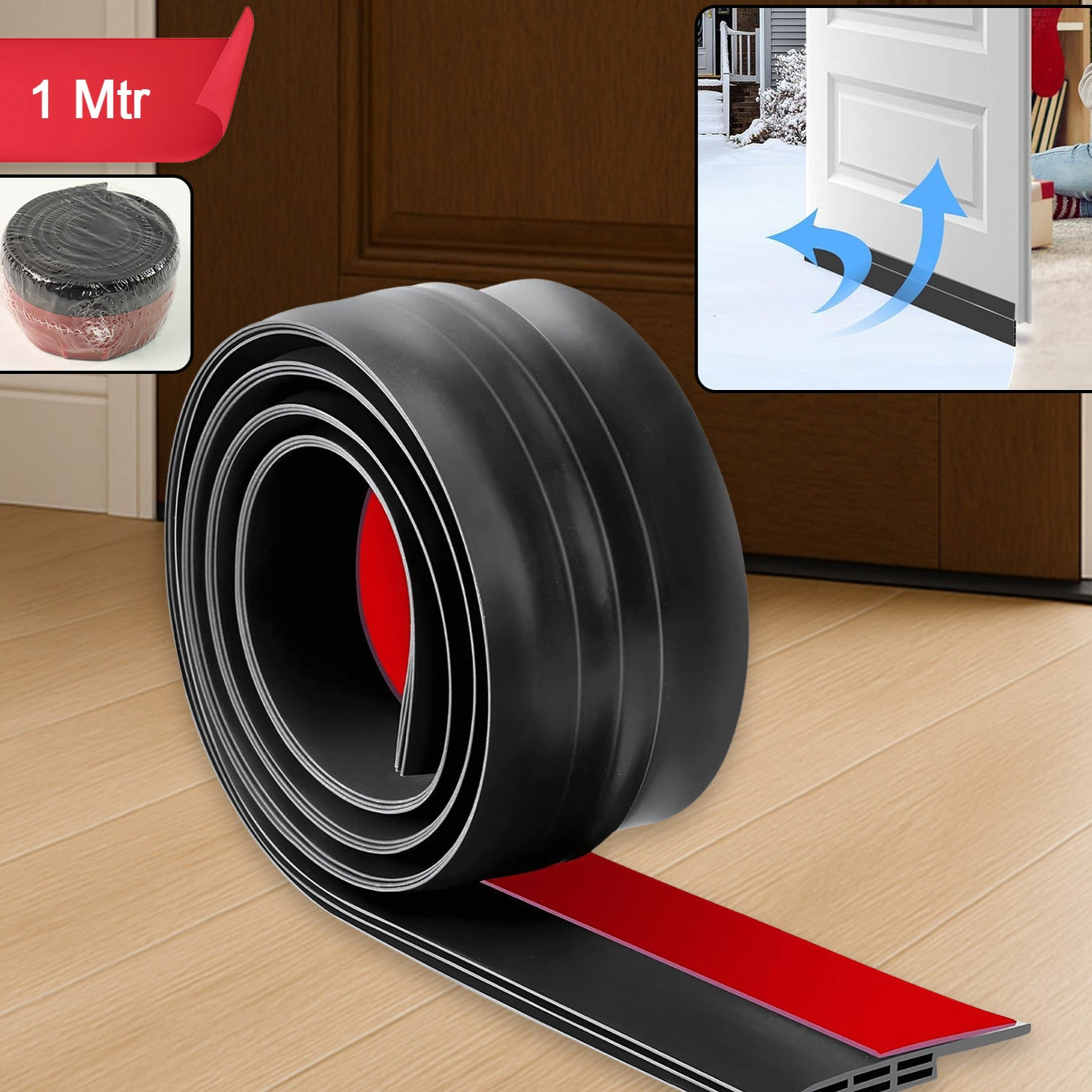 1 Meter Self-adhesive Silicone Door Bottom Seal Strip (1 Mtr  1 Pc) - Happy Price - Image 1