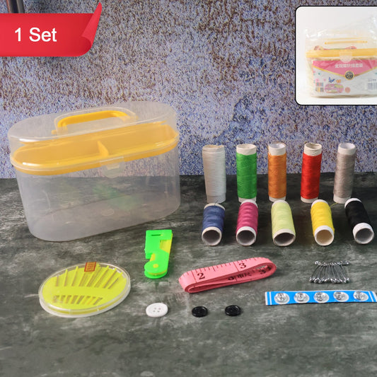 Portable Double Layer Travel Sewing Kit Box with Essential Accessories - Happy Price - Image 1
