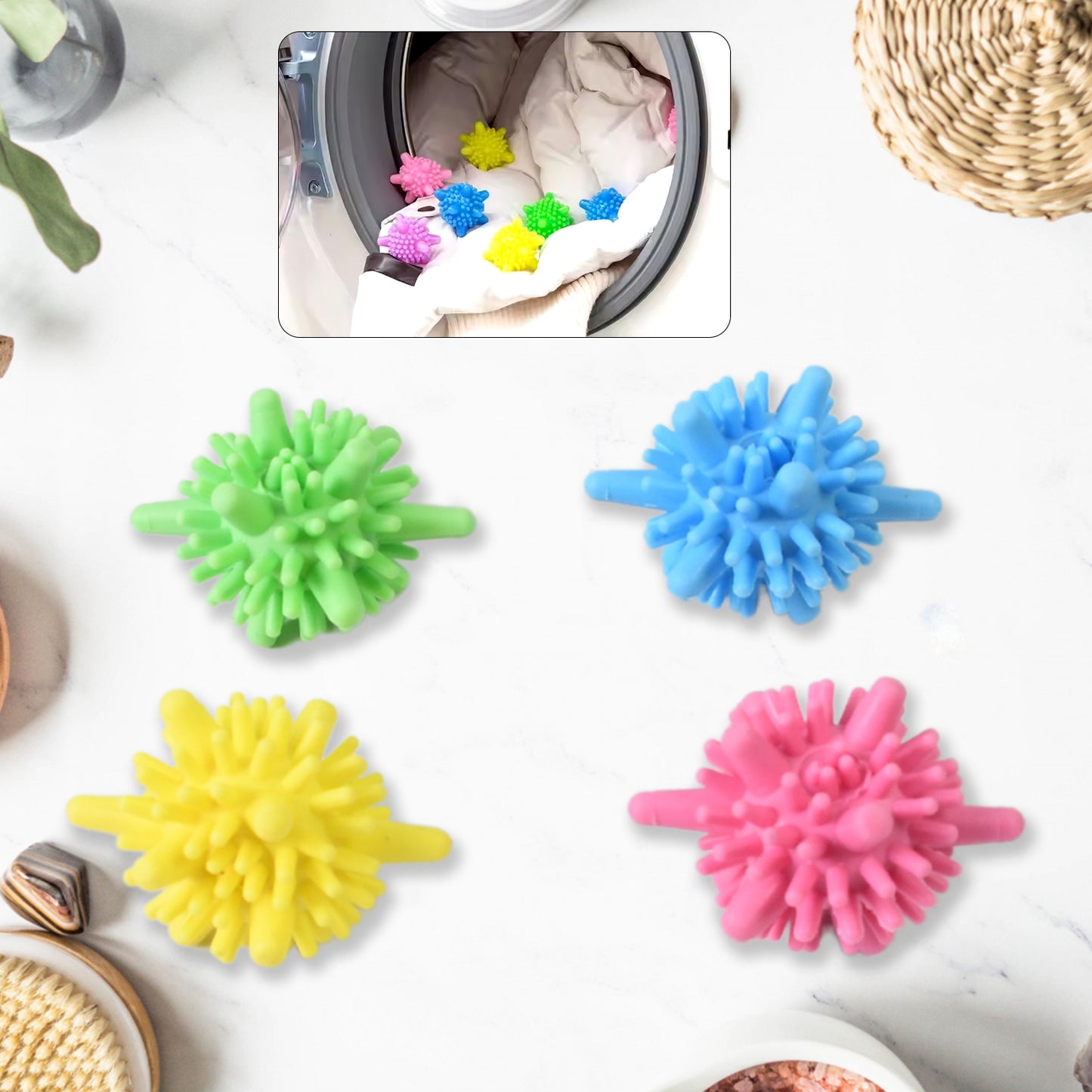 Soft Star Washing Machine Laundry Dryer Balls Laundry Ball (4 Pcs  Multi Color) - Happy Price - Image 2