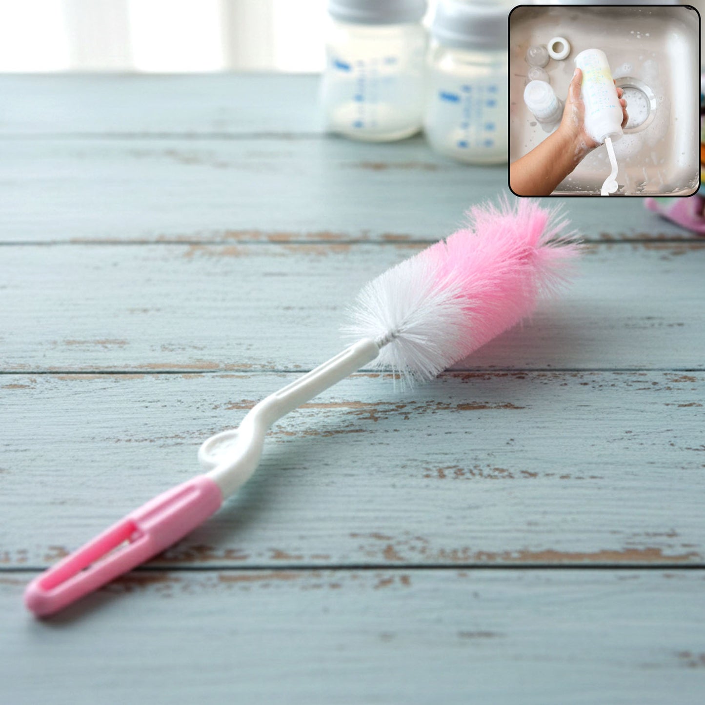 Bottle and Nipple Cleaning Brush with 360 Rotary Handle (1 Pc) - Happy Price - Image 2