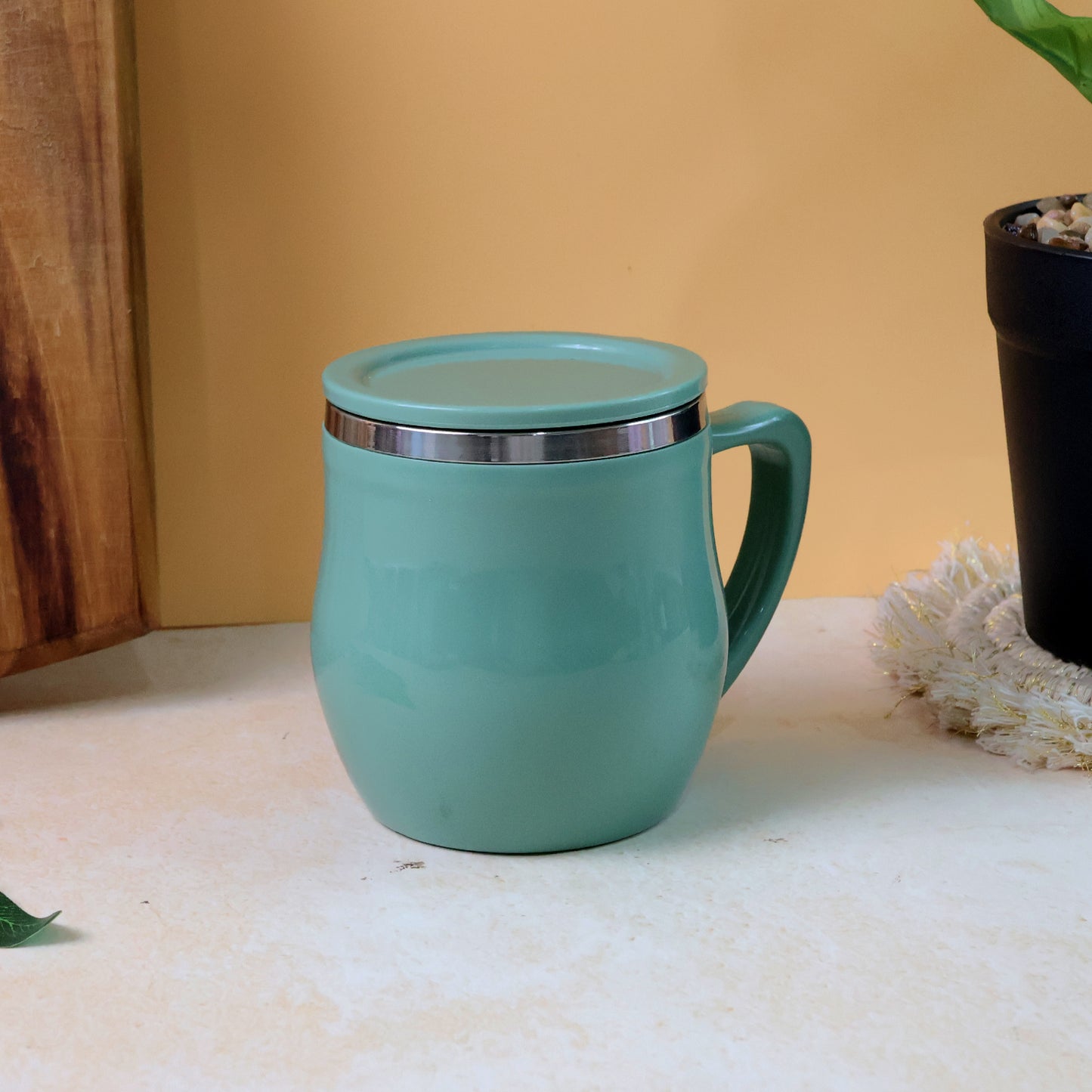 Apex 200ml Double Wall Desk Mug with Lid - Stainless Steel Inner - Happy Price - Image 3