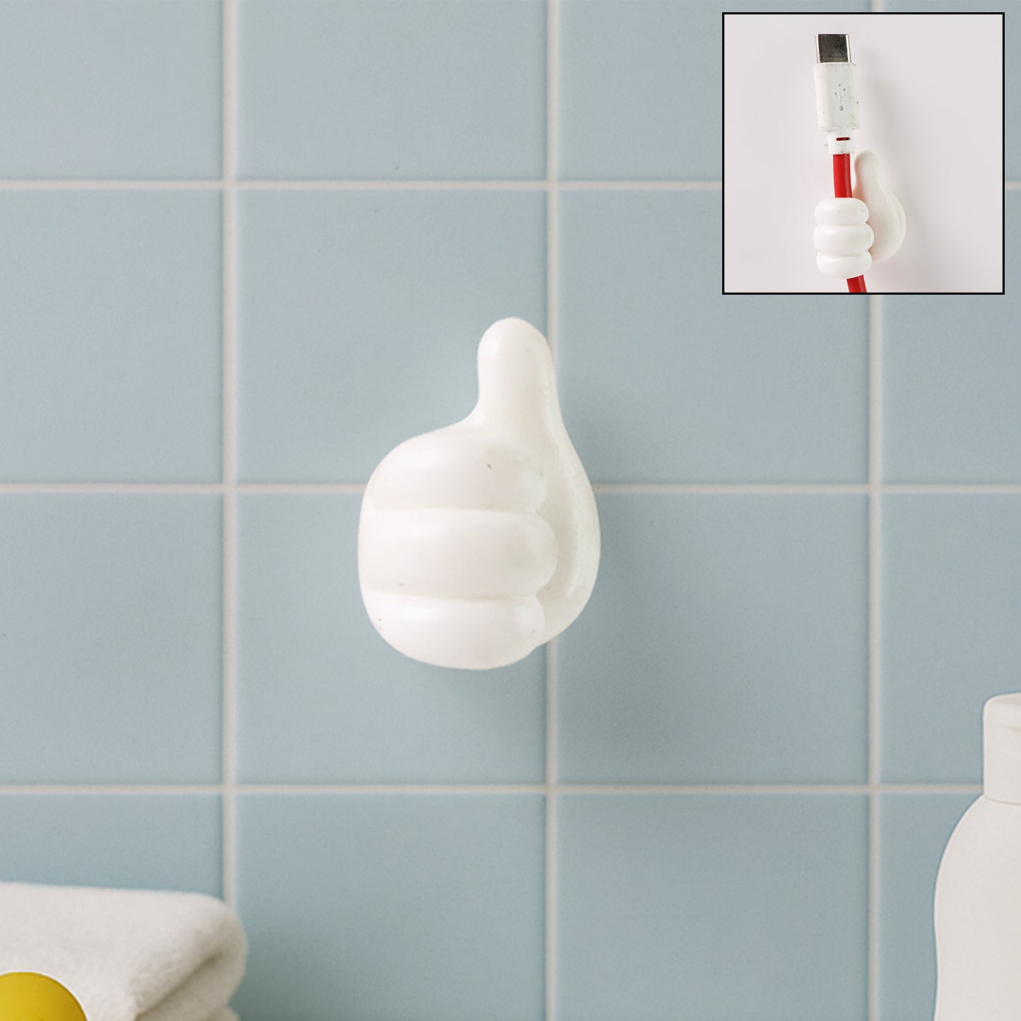 White Hand Shape Wall Hook for Keys & Cables - 1 Pc - Happy Price - Image 7