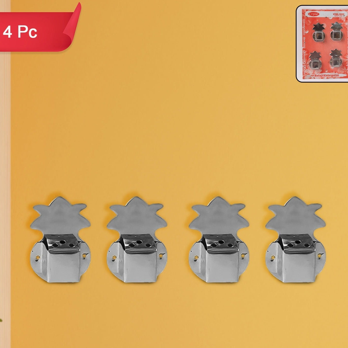 Stainless Steel Wall Mounted Hook Hanger Set (4 Pc) - Happy Price - Image 1