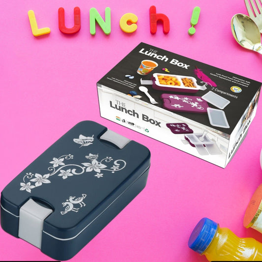 Airtight Lunch Box 2 Compartment Lunch Box Leak Proof Food Grade Material Lunch Box Modern Appearance  Compact Lunch Box With Spoon - Happy Price - Image 1