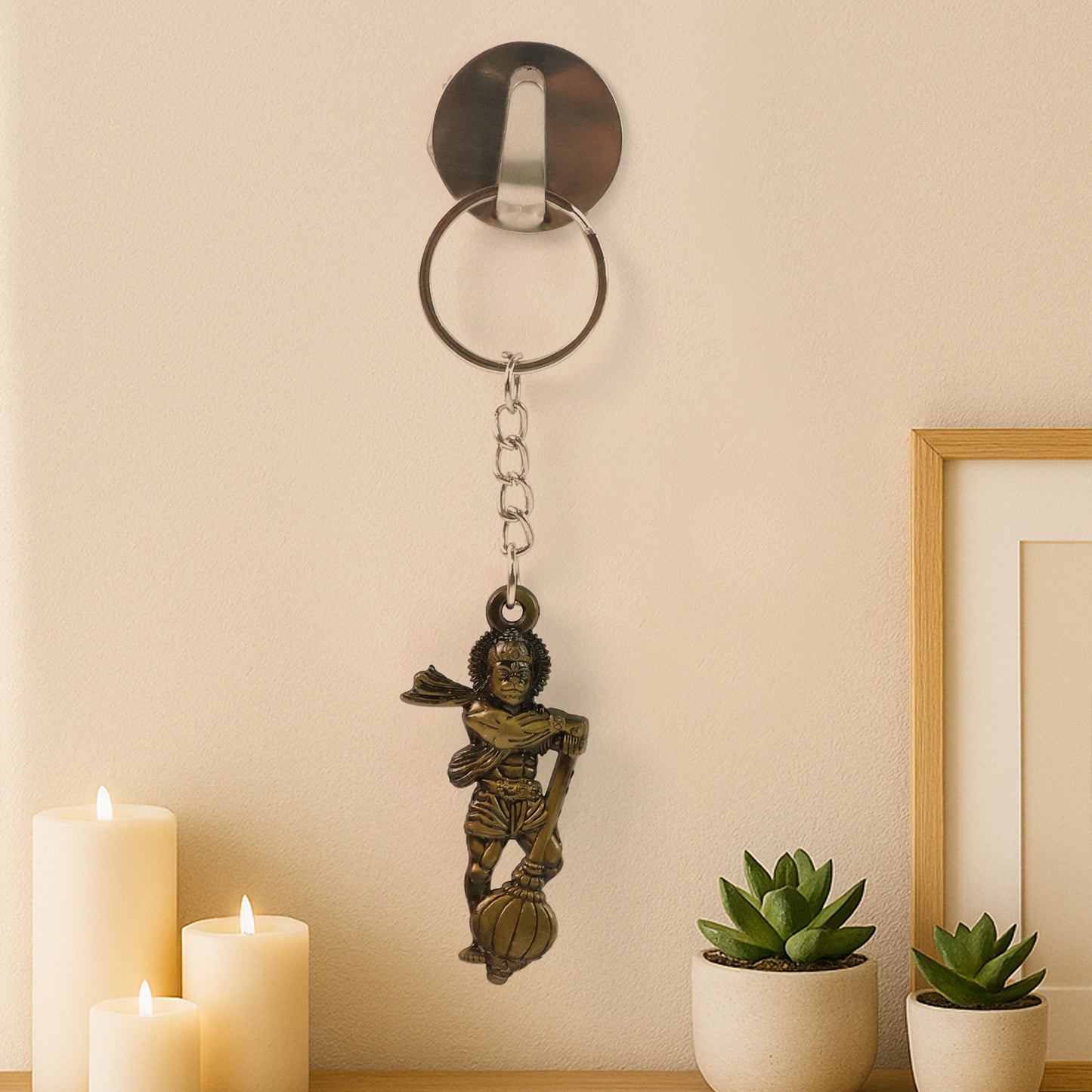 Lord Hanuman Metal Keychain with Mace - 1 Pc - Happy Price - Image 3