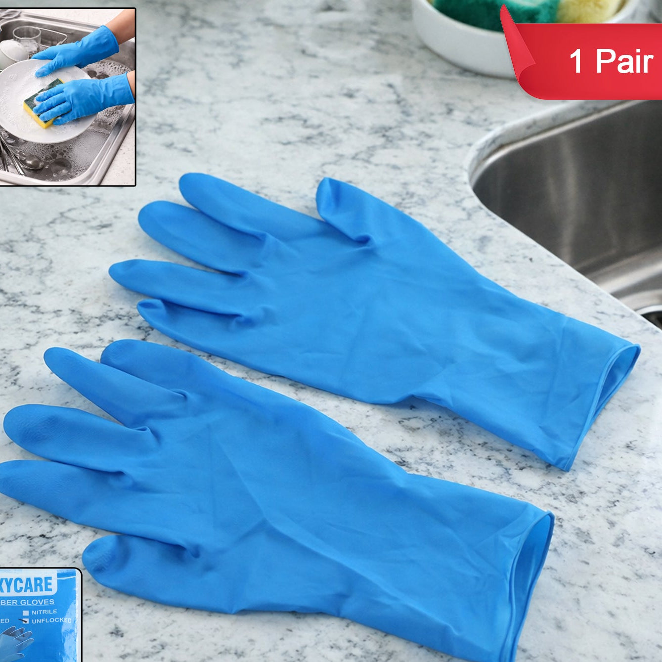 Reusable Household Gloves for Cleaning - 1 Pair - Happy Price - Image 1