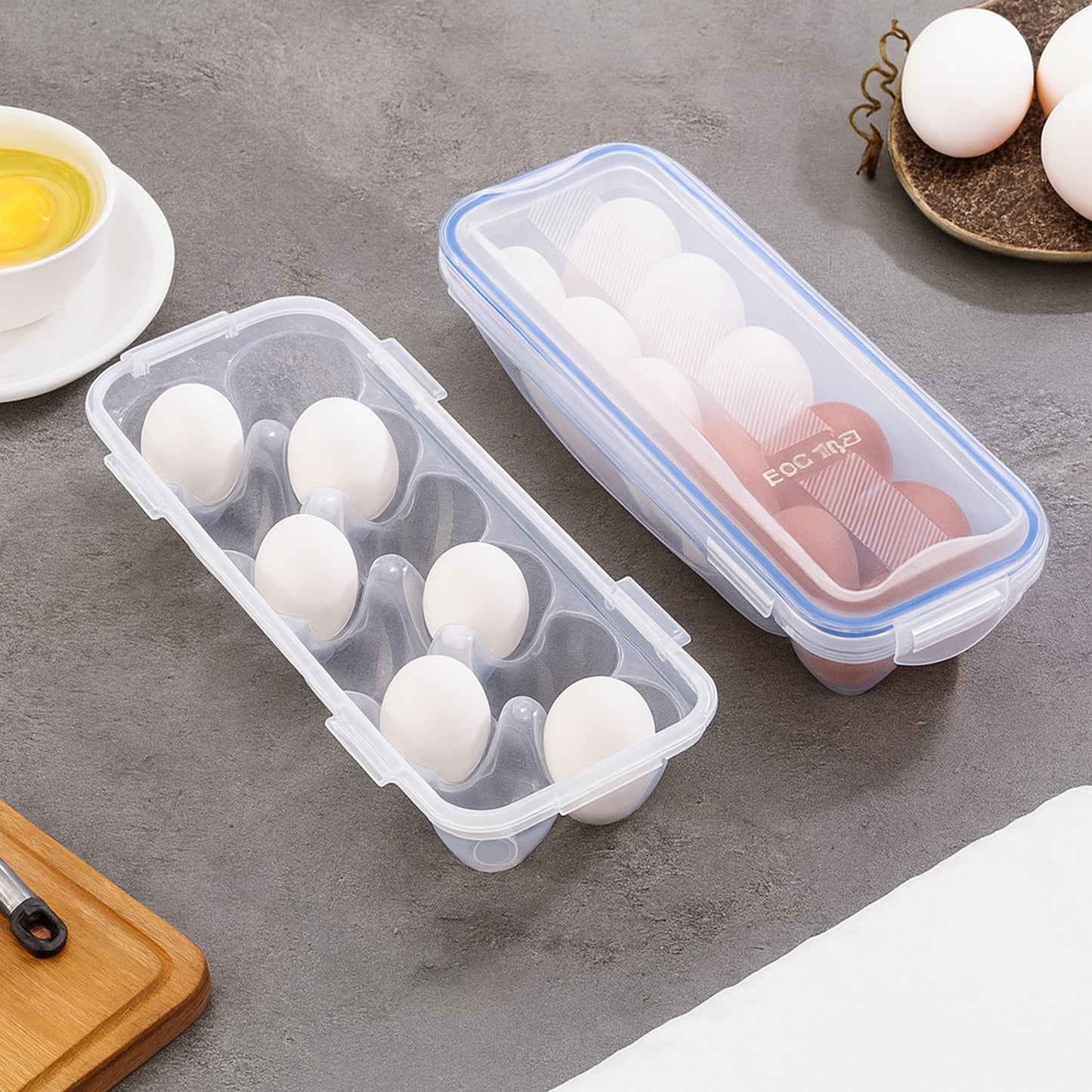 12 Egg Refrigerator Tray with Lock Lid - Stackable Egg Holder for Fridge - Happy Price - Image 7