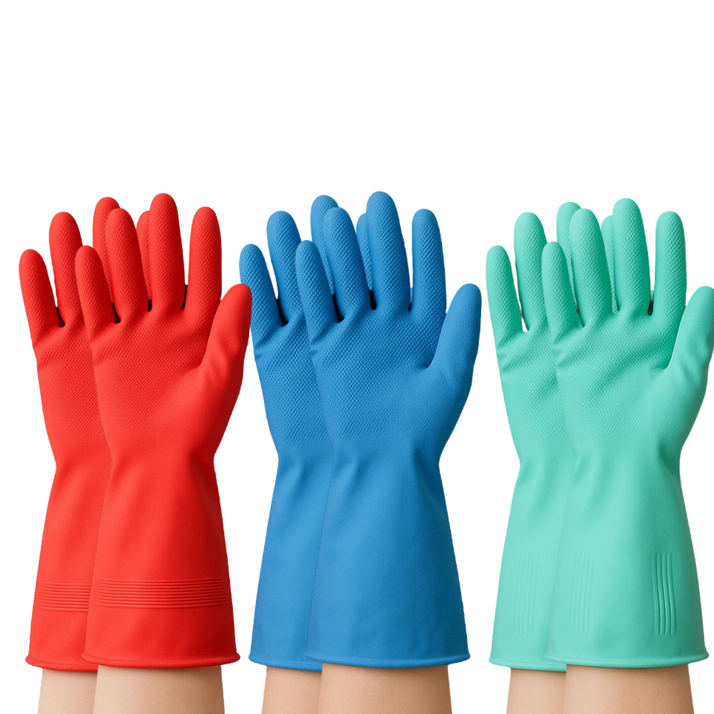 Long Cuff Rubber Cleaning Gloves - 1 Pair, Assorted Colors - Happy Price - Image 4