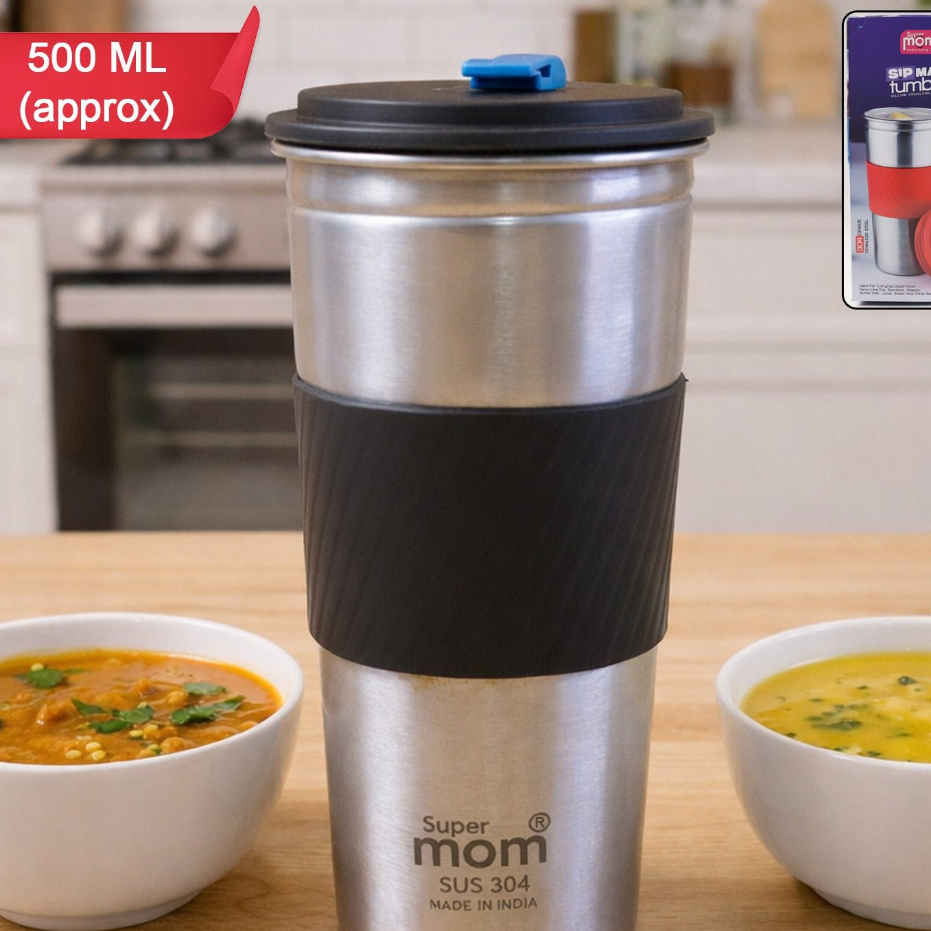 Supermom Stainless Steel Travel Tumbler - 500 ML Capacity - Happy Price - Image 1